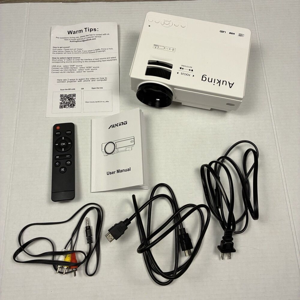 AuKing Mini Projector M8-F Full HD 1080P Home Theater HDMI USB LED Projector